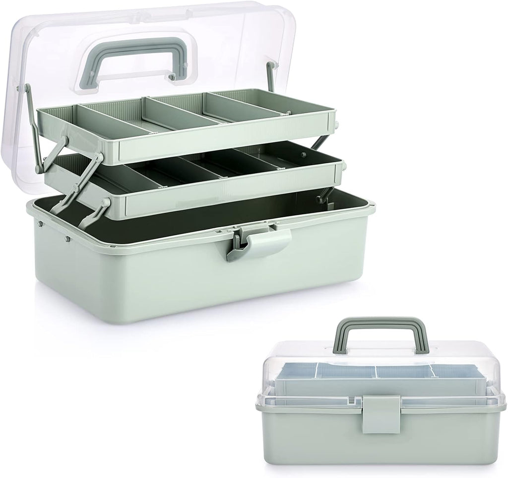 【Multi-Purpose Storage Box】3-Layer Foldable Plastic Organizer — Large Capacity Toolbox for Tools / Jewelry / Cosmetics / Stationery