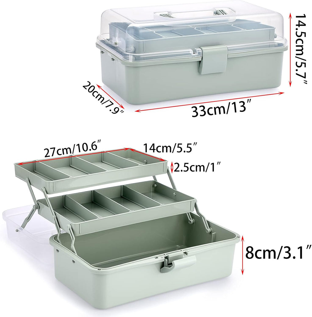 【Multi-Purpose Storage Box】3-Layer Foldable Plastic Organizer — Large Capacity Toolbox for Tools / Jewelry / Cosmetics / Stationery