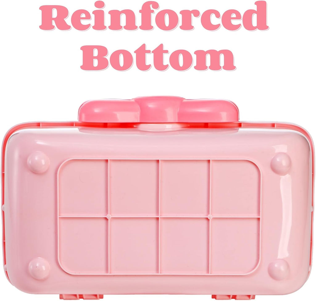 【Bowknot Storage Box】3-Layer Foldable Makeup Organizer — Cute Portable Jewelry Case, Gift for Girls & Kids