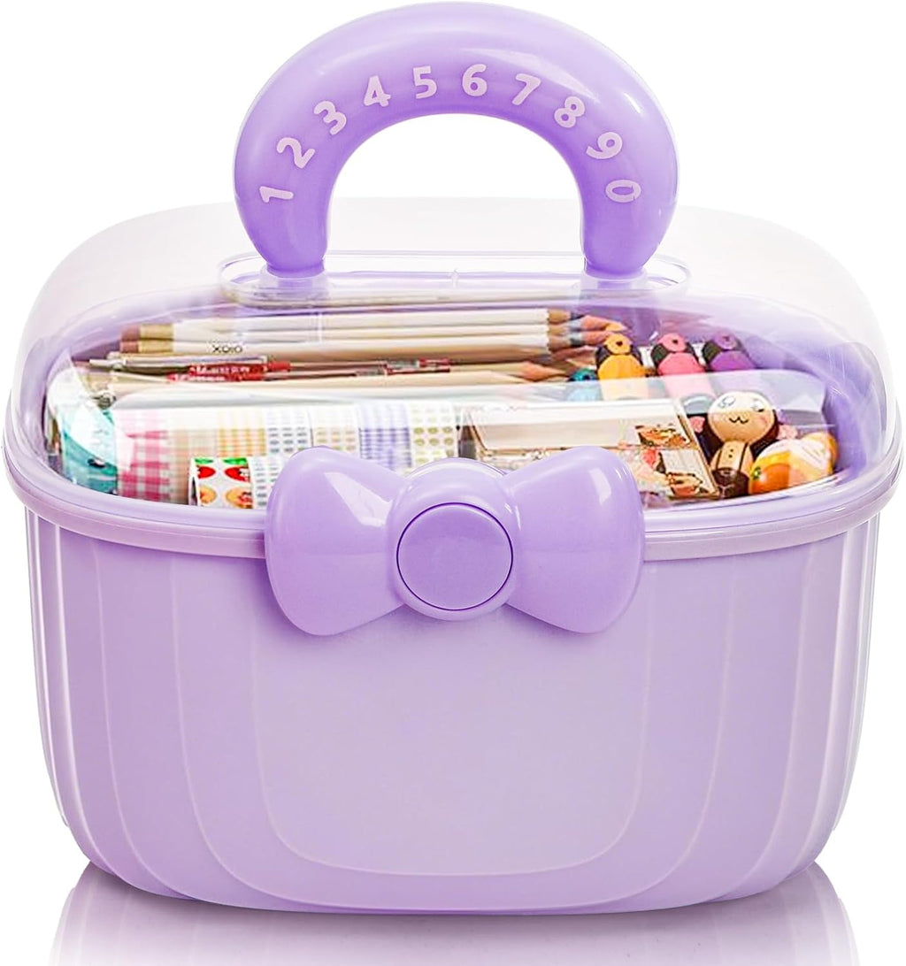 【Bowknot Portable Storage Box】Large Capacity Transparent Jewelry Organizer — Cute Cosmetic / Hair Accessories Case, Gift for Girls