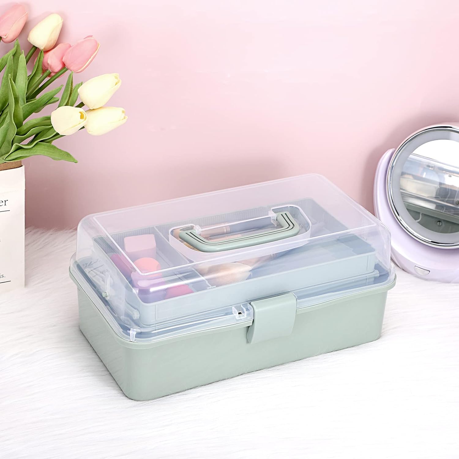 【Multi-Purpose Storage Box】3-Layer Foldable Plastic Organizer — Large Capacity Toolbox for Tools / Jewelry / Cosmetics / Stationery