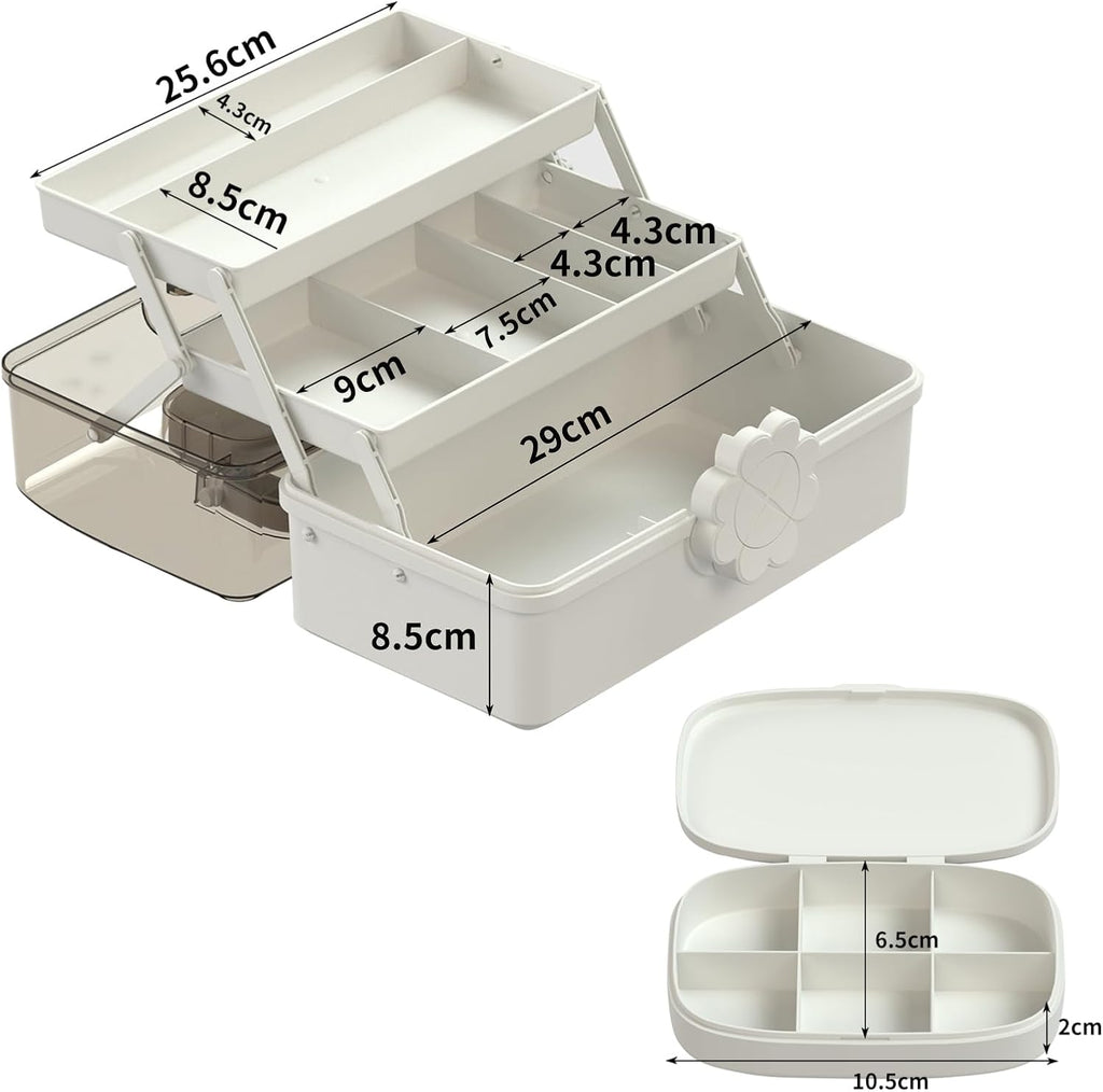 【Flower Storage Box】3-Layer Foldable Large Capacity Organizer — Multi-Functional Makeup & Jewelry Case for Home or Travel