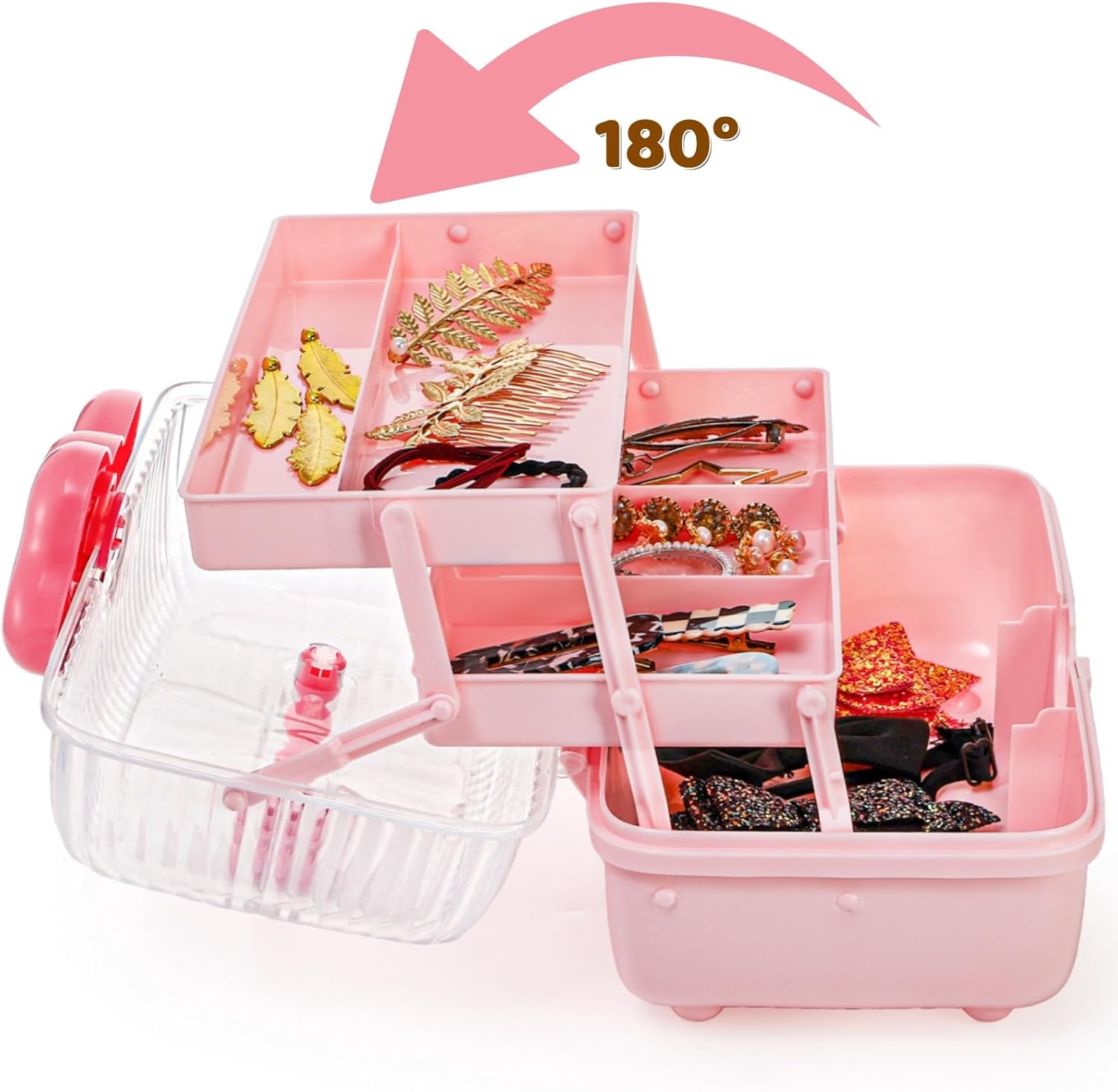 【Bowknot Storage Box】3-Layer Foldable Makeup Organizer — Cute Portable Jewelry Case, Gift for Girls & Kids