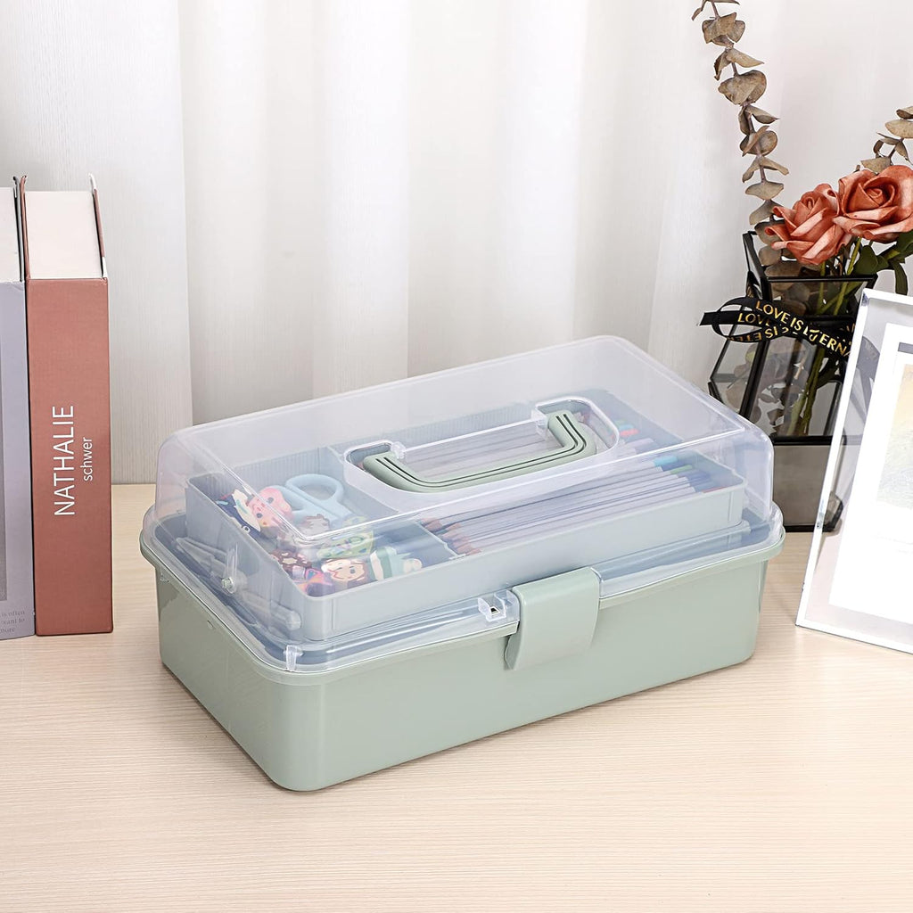【Multi-Purpose Storage Box】3-Layer Foldable Plastic Organizer — Large Capacity Toolbox for Tools / Jewelry / Cosmetics / Stationery